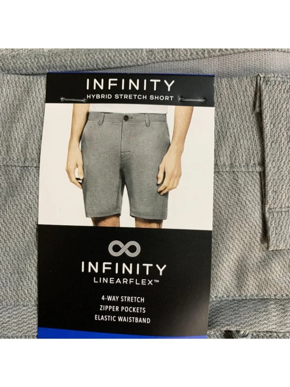 NWT Infinity Linearflex Men's 36 Gray Hybrid Stretch Shorts